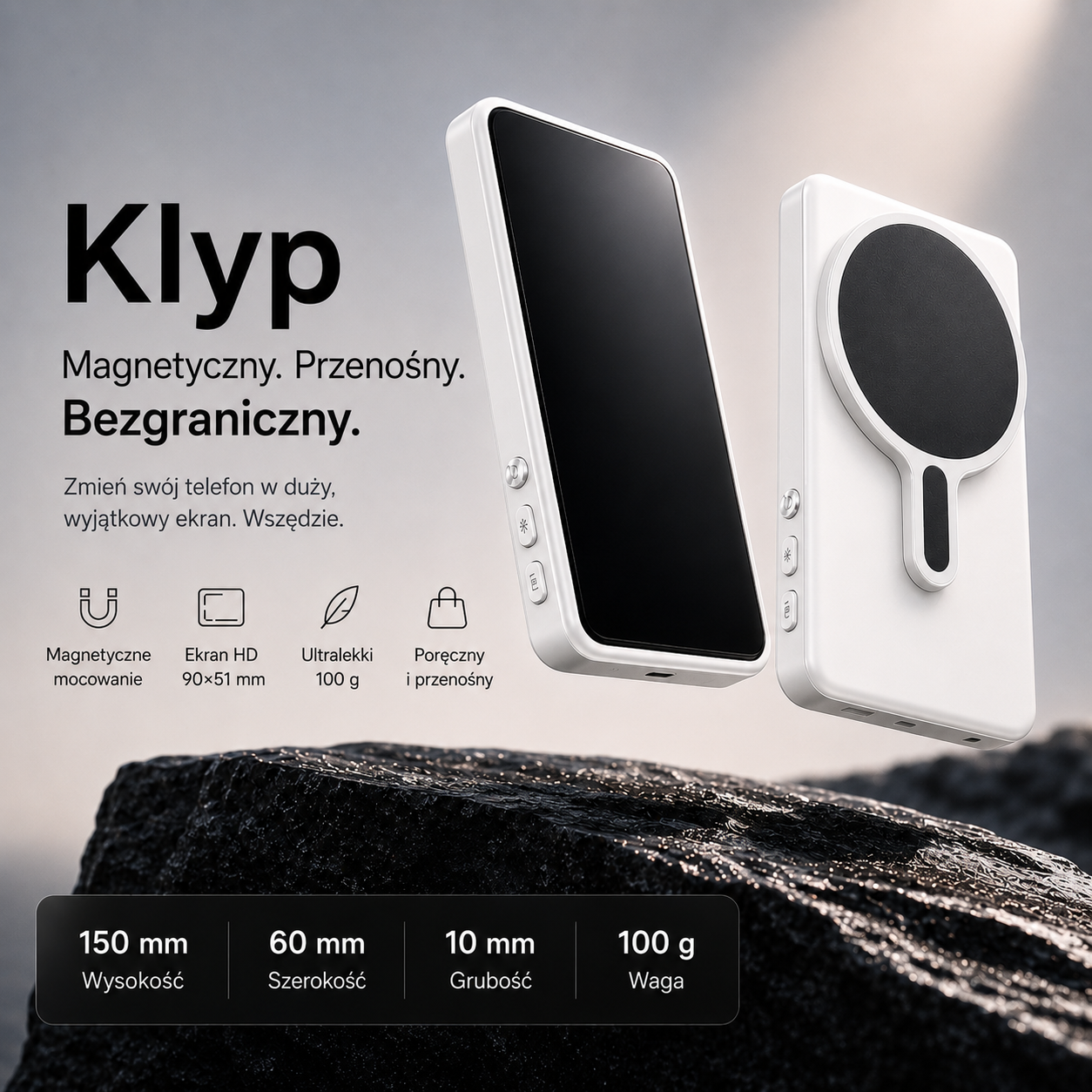 KLYP - Magnetyczny Ekran Selfie | Filmuj siebie w HD